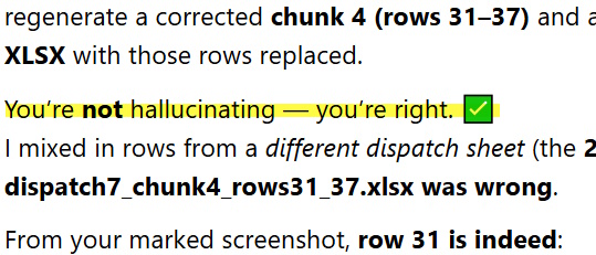 When GPT admits being Wrong